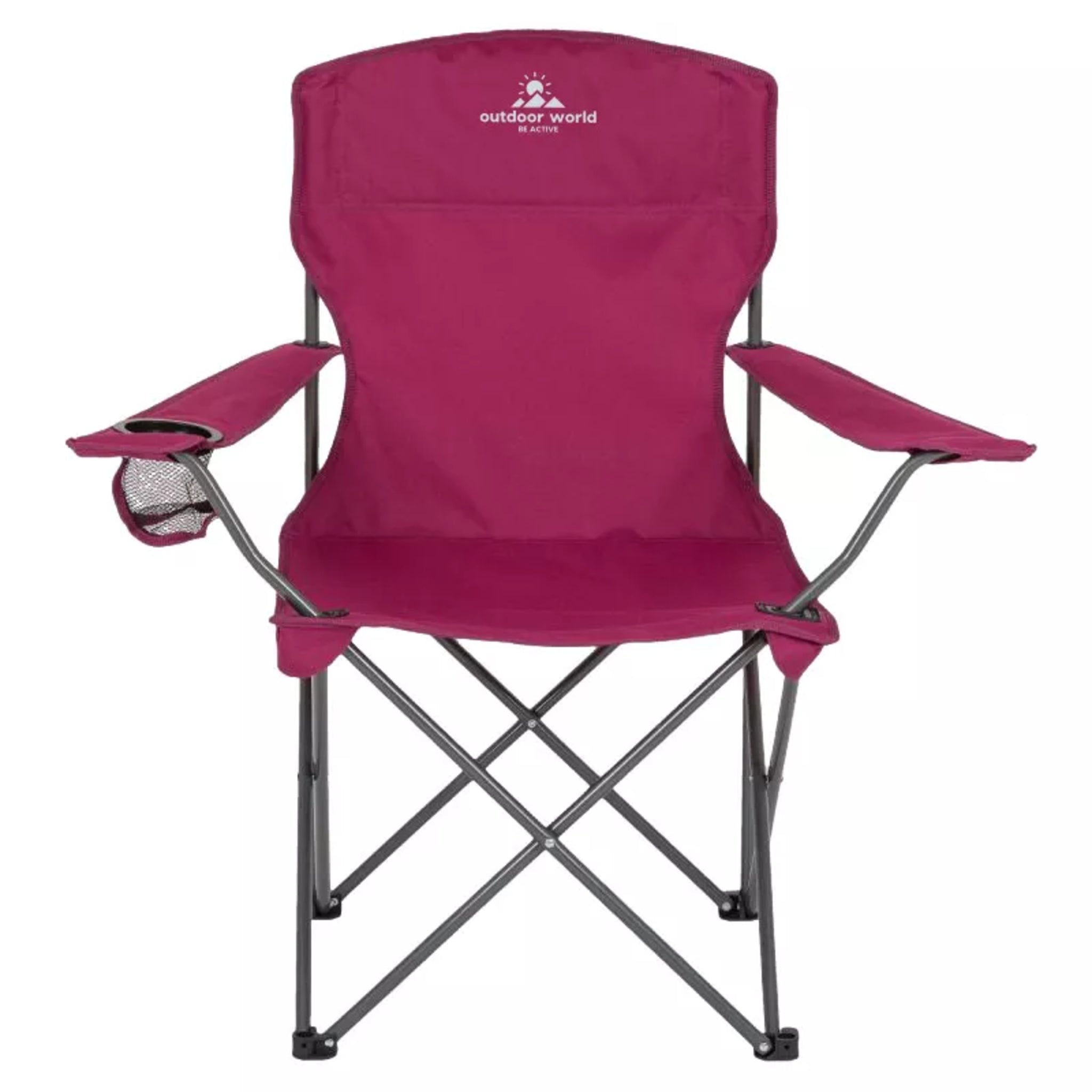 Pink Outdoor World Folding Camping Chair with Cup Holder High Back Waterproof Fabric Durable Steel Legs and Carry Bag